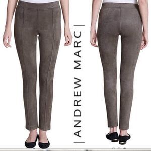 Andrew Marc faux suede gray /brown  high rise leggings small